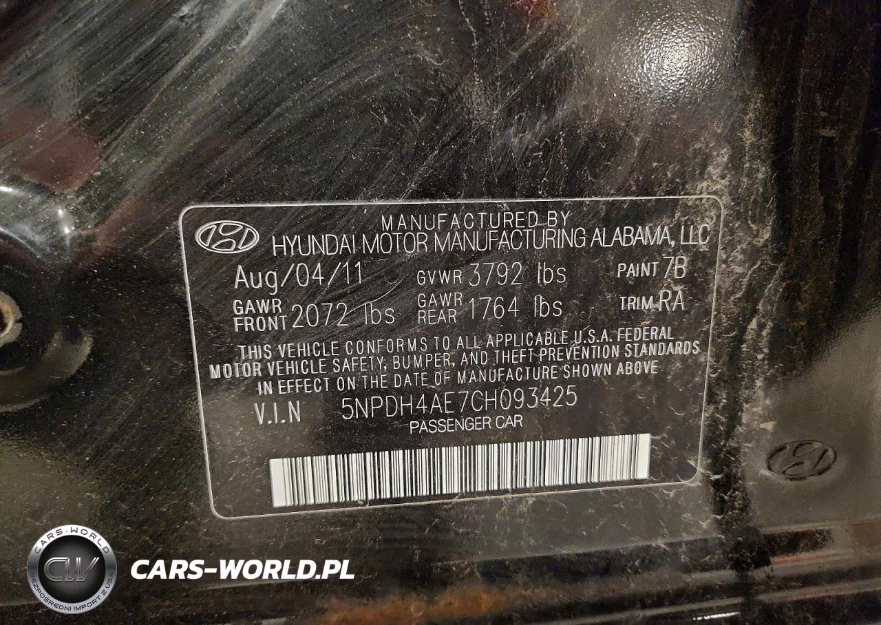 2012 Hyundai Elantra Gls VIN:5NPDH4AE7CH93425 - 13
