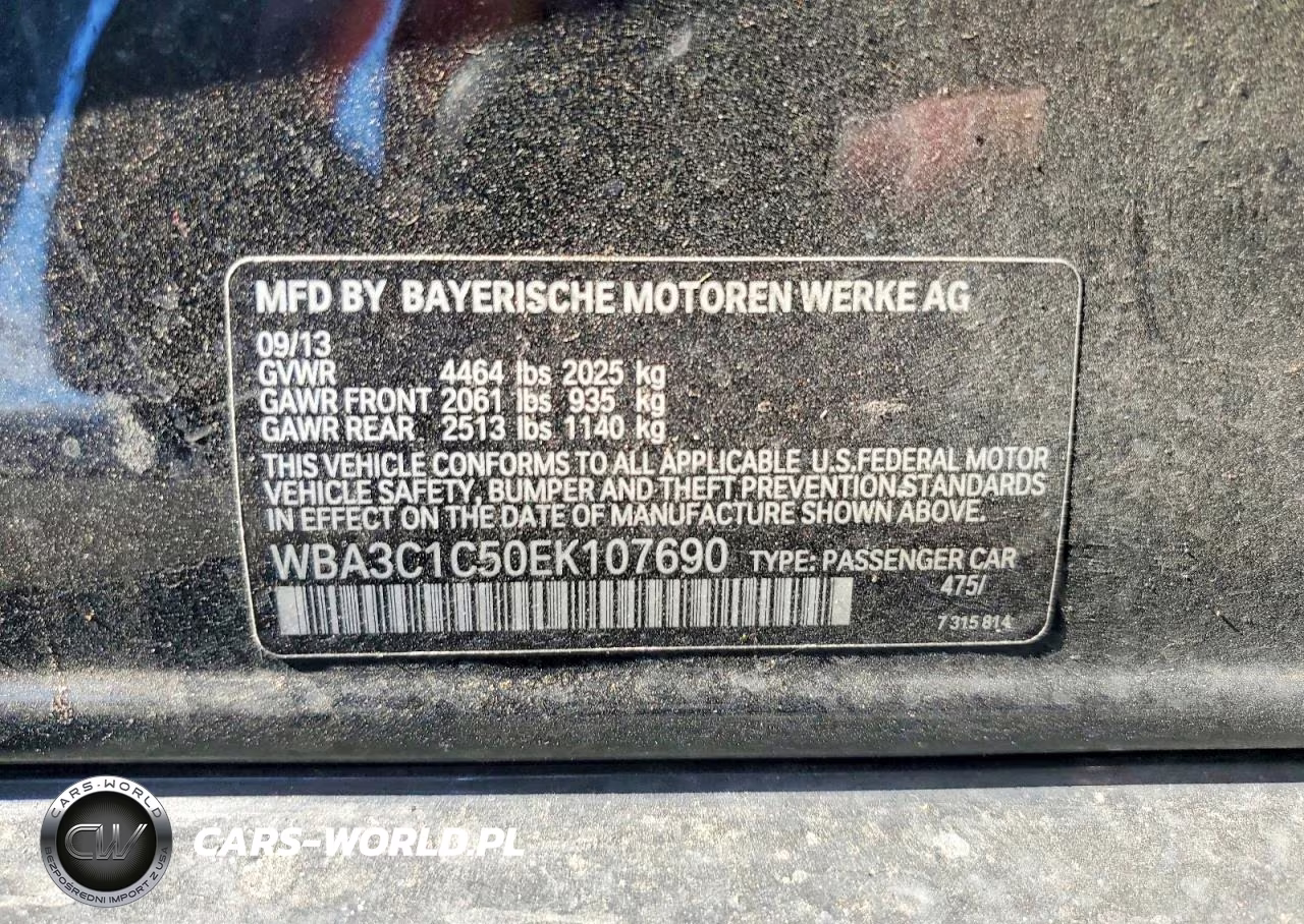 2014 BMW 328 I Sulev VIN:WBA3C1C50EK107690 - 12