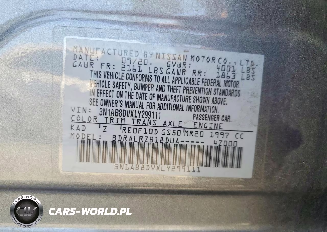 2020 Nissan Sentra Sr VIN:3N1AB8DVXLY299111 - 12