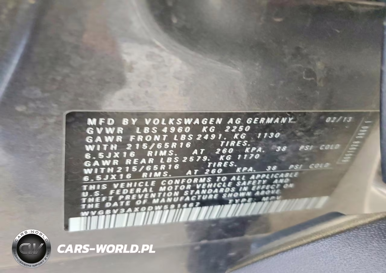 2013 Volkswagen Tiguan S VIN:WVGBV3AX0DW591467 - 13