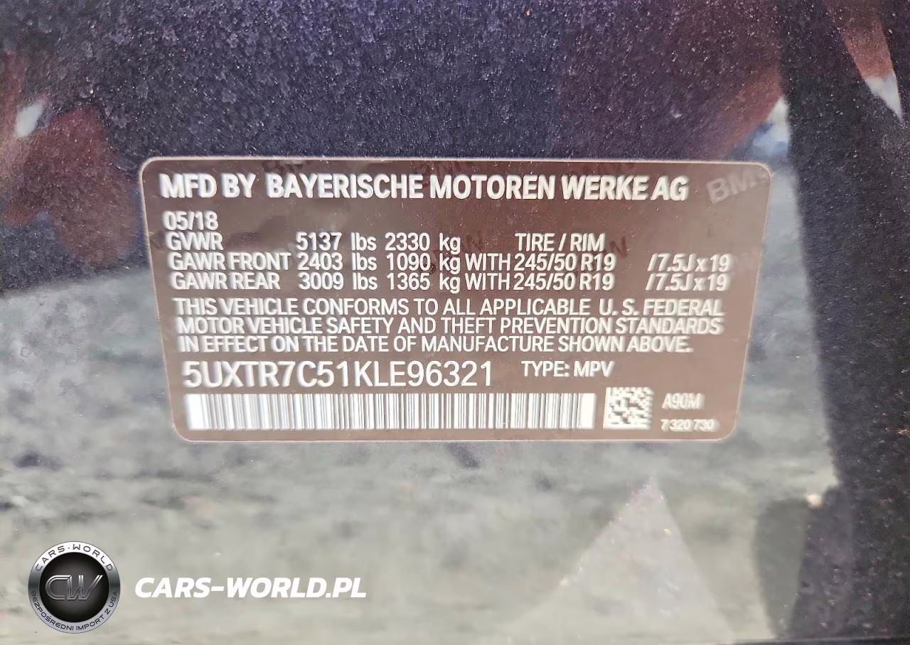 2019 BMW X3 Sdrive30I VIN:5UXTR7C51KLE96321 - 13