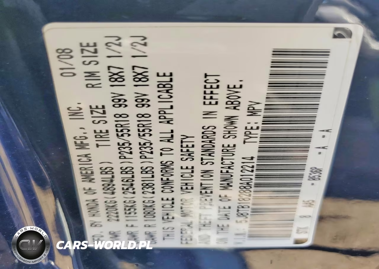 2008 Acura Rdx VIN:5J8TB18288A012214 - 12