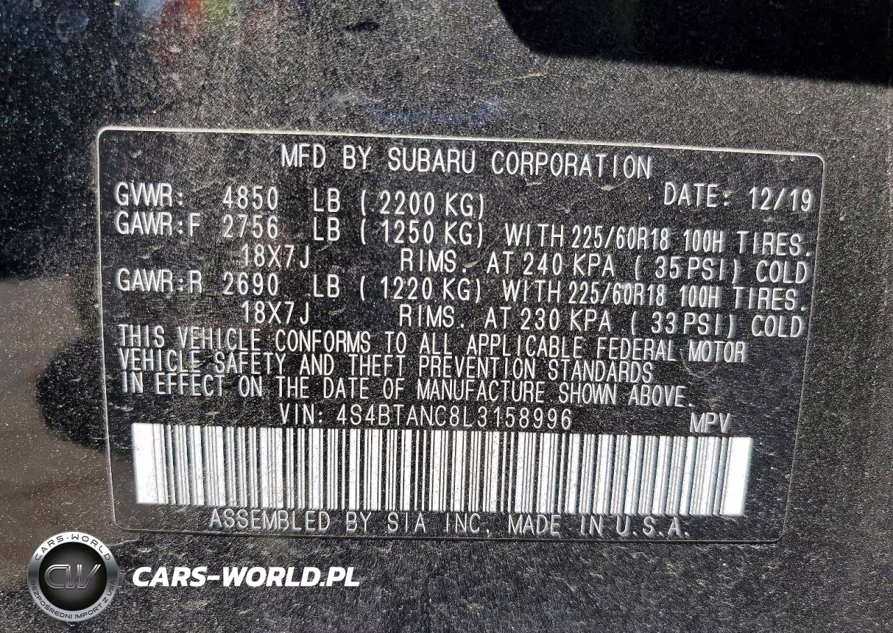 2020 Subaru Outback Limited VIN:4S4BTANC8L3158996 - 12