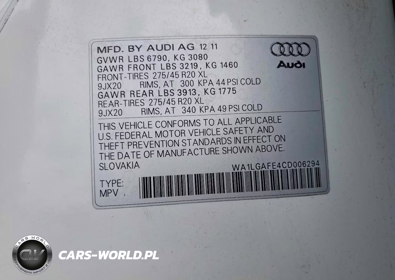 2012 Audi Q7 Premium Plus VIN:WA1LGAFE4CD006294 - 13