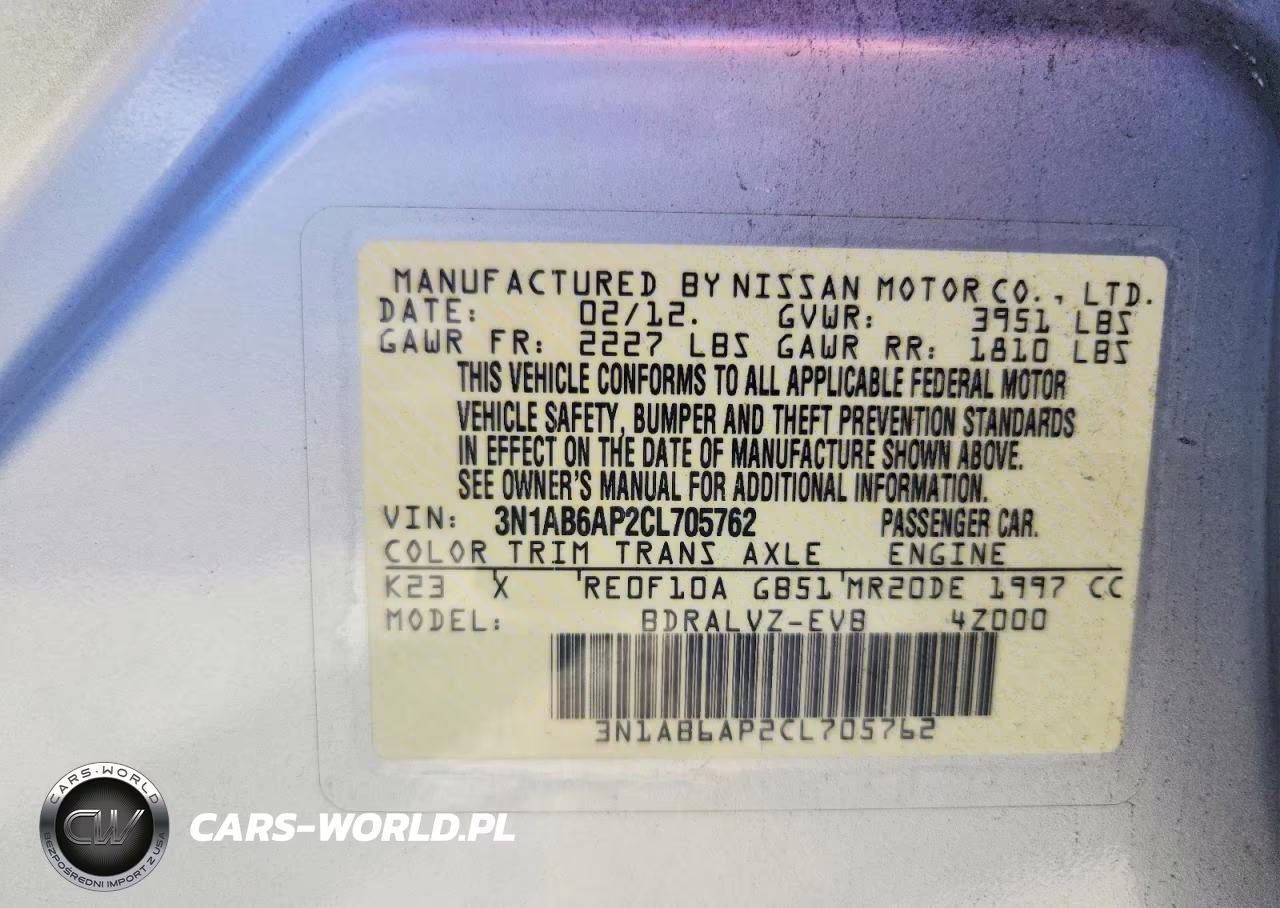 2012 Nissan Sentra 2.0 VIN:3N1AB6AP2CL705762 - 12