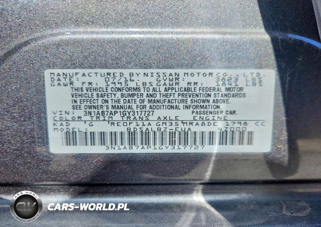2016 Nissan Sentra S VIN:3N1AB7AP1GY317727 - 13