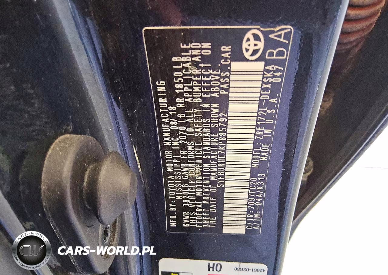 2019 Toyota Corolla Se VIN:5YFBURHE7KP885792 - 12