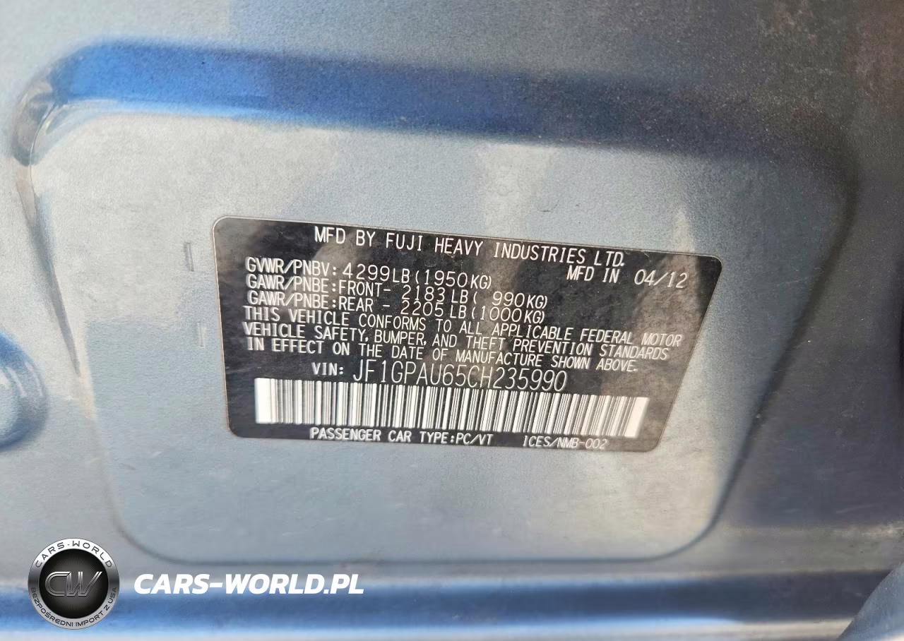 2012 Subaru Impreza Sport Limited VIN:JF1GPAU65CH235990 - 12