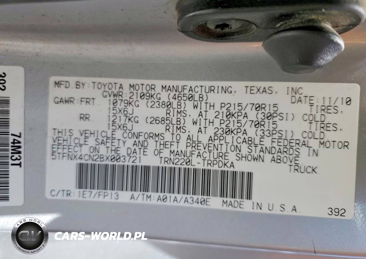2011 Toyota Tacoma Base VIN:5TFNX4CN2BX003721 - 12