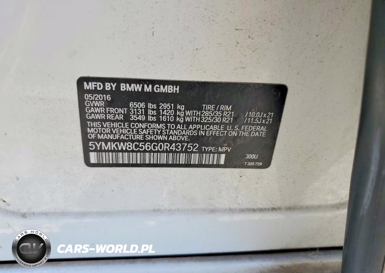 2016 BMW X6 M VIN:5YMKW8C56G0R43752 - 13