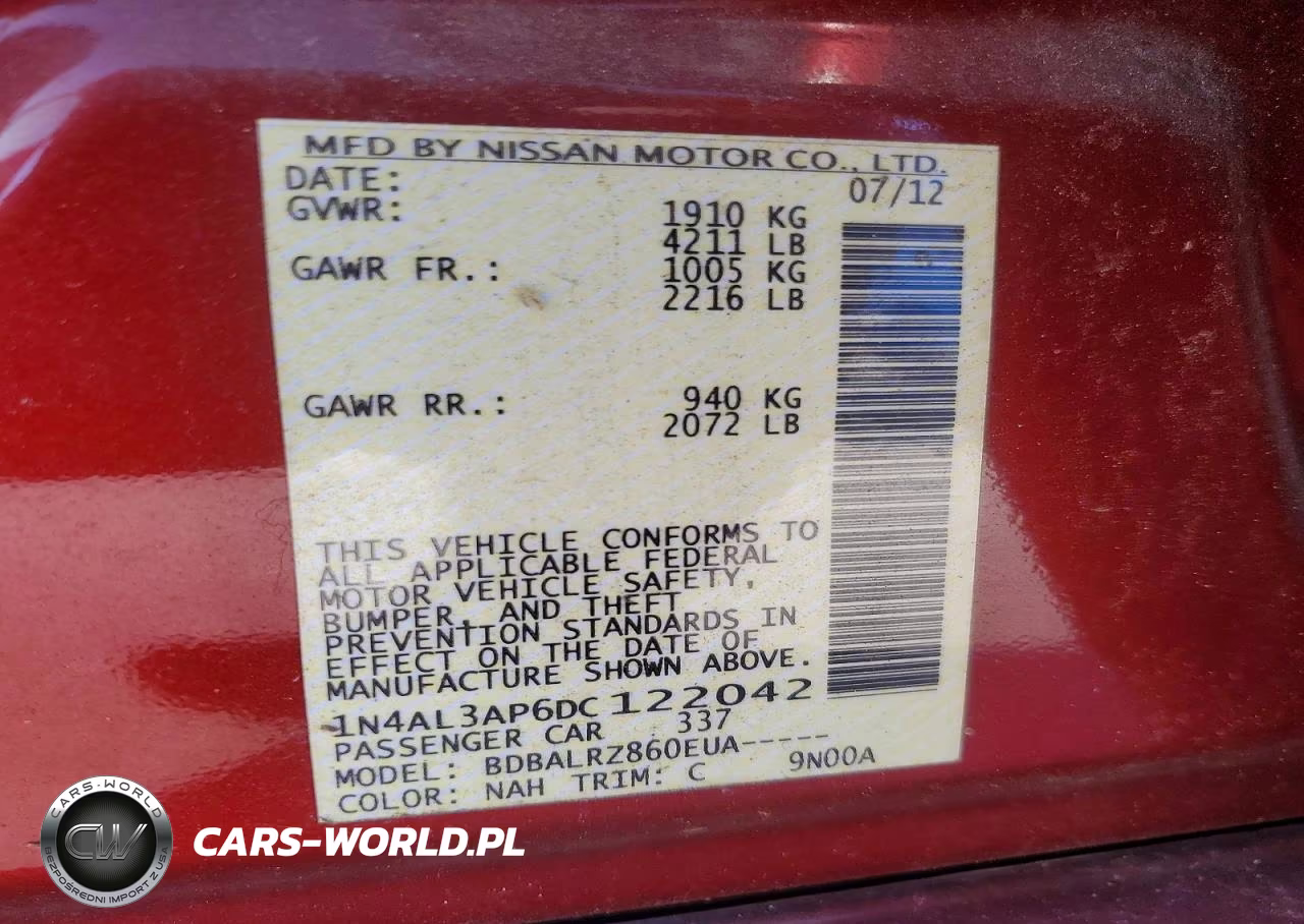 2013 Nissan Altima 2.5 VIN:1N4AL3AP6DC122042 - 12