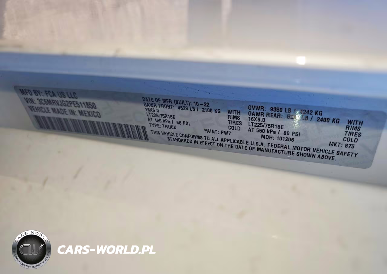 2023 Ram Promaster 3500 3500 High VIN:3C6MRVJG2PE511850 - 12