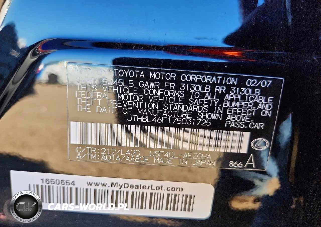 2007 Lexus Ls 460 VIN:JTHBL46F175031725 - 12