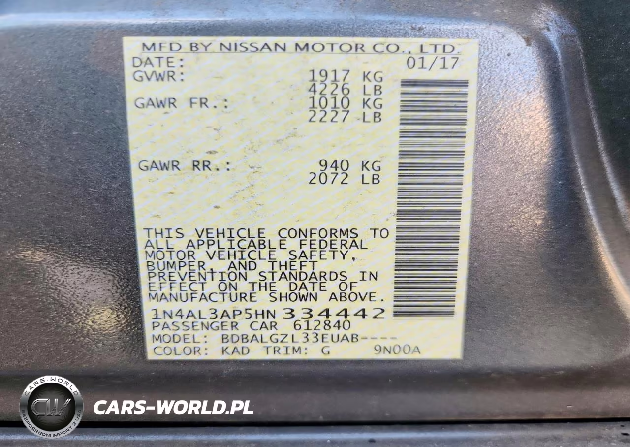 2017 Nissan Altima 2.5 S VIN:1N4AL3AP5HN334442 - 12