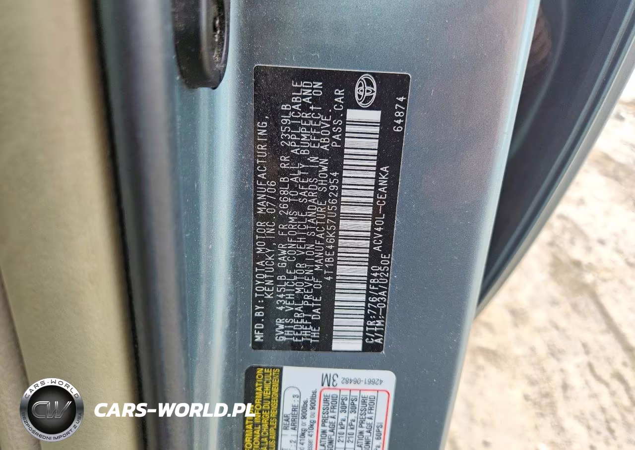 2007 Toyota Camry Le VIN:4T1BE46K57U562954 - 12