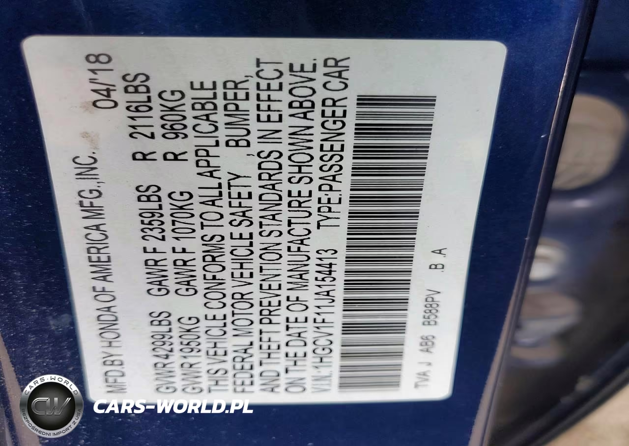 2018 Honda Accord Lx VIN:1HGCV1F11JA154413 - 13