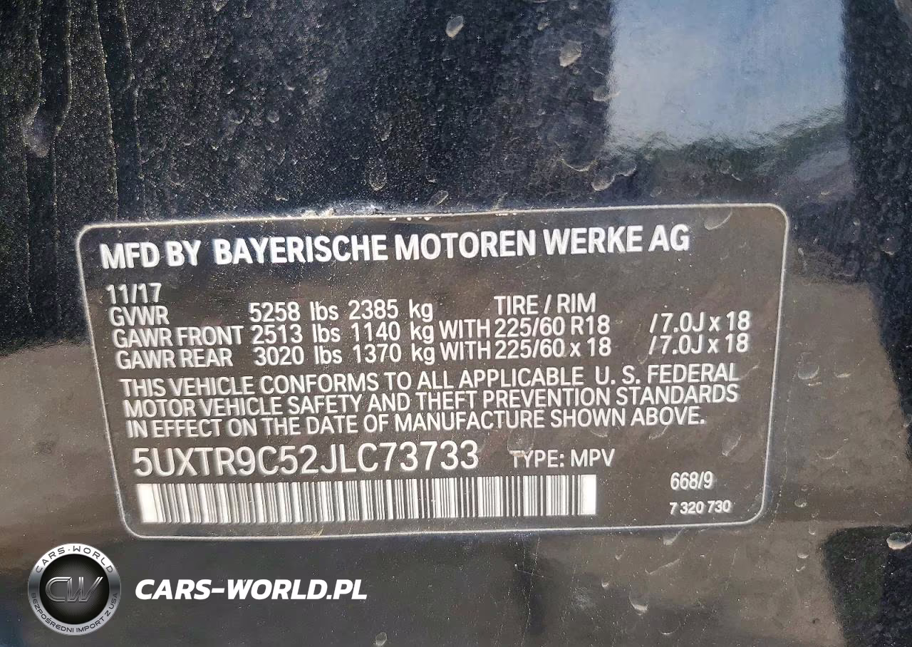 2018 BMW X3 xDrive30I VIN:5UXTR9C52JLC73733 - 13