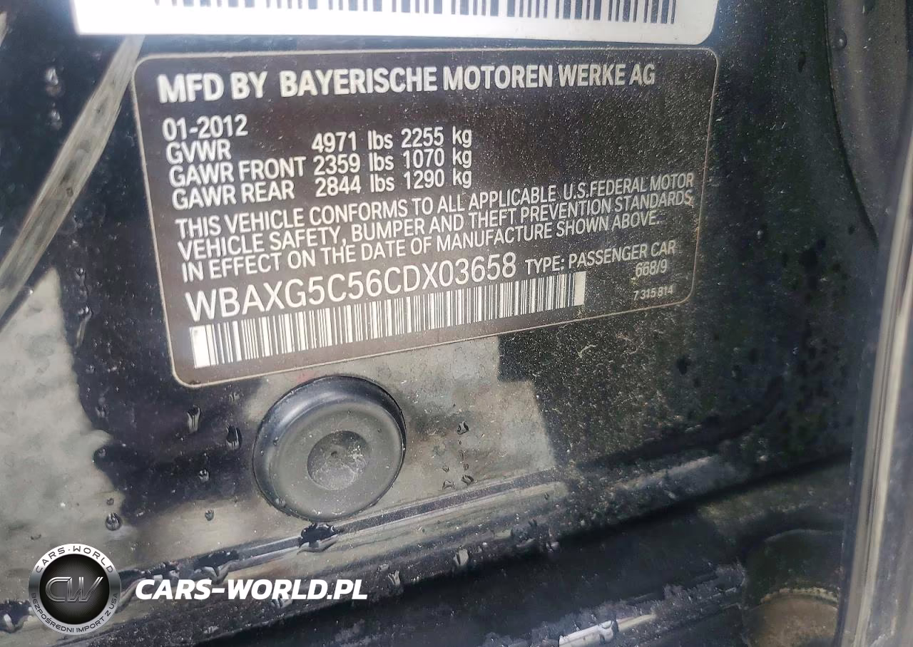 2012 BMW 528 I VIN:WBAXG5C56CDX03658 - 12