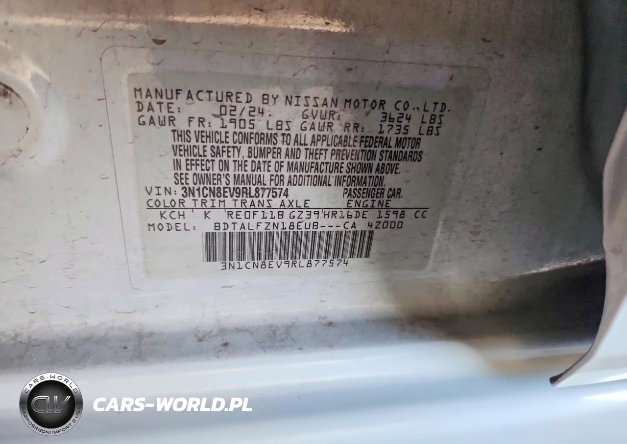 2024 Nissan Versa Sv VIN:3N1CN8EV9RL877574 - 12