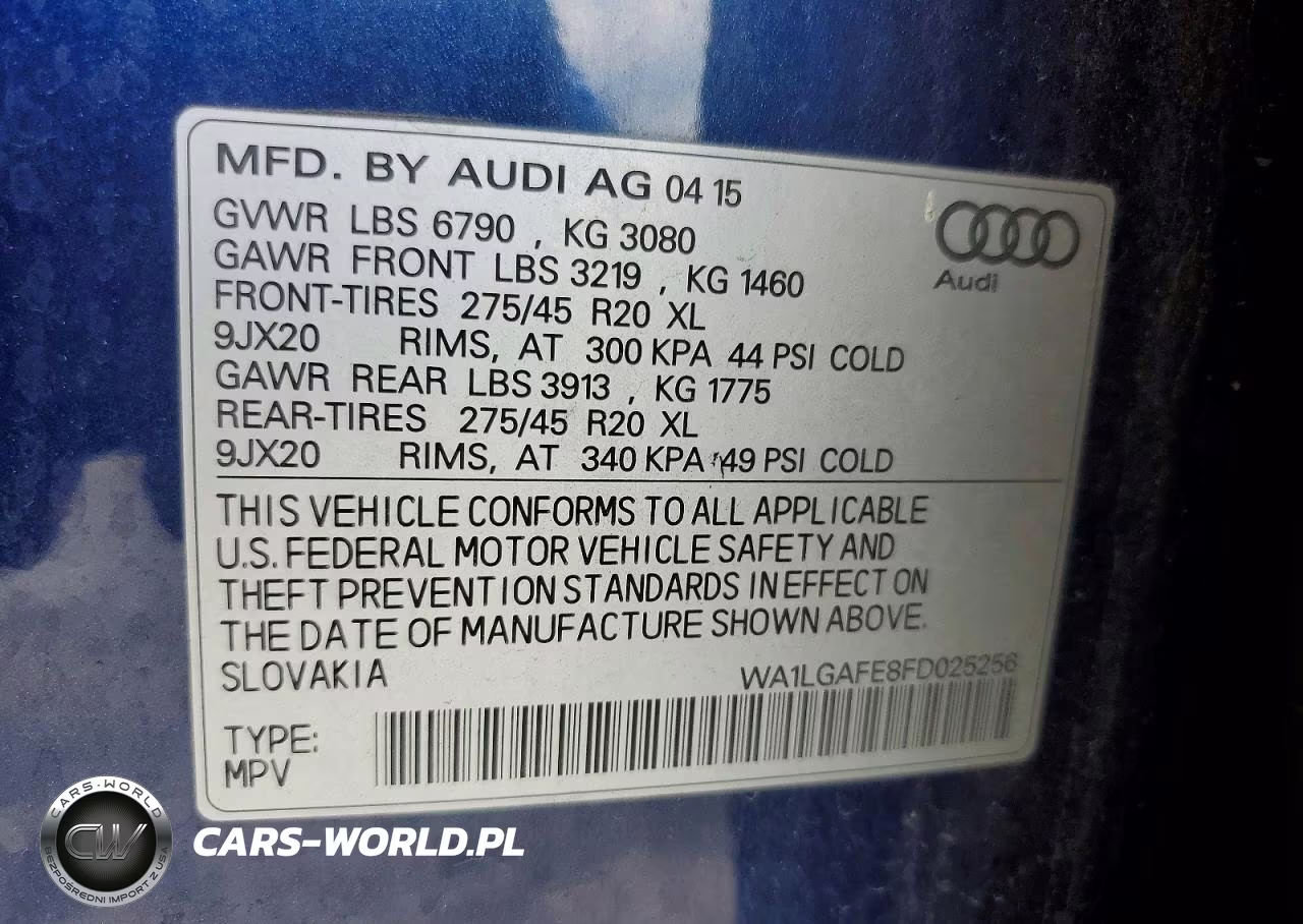 2015 Audi Q7 Premium Plus VIN:WA1LGAFE8FD025256 - 13