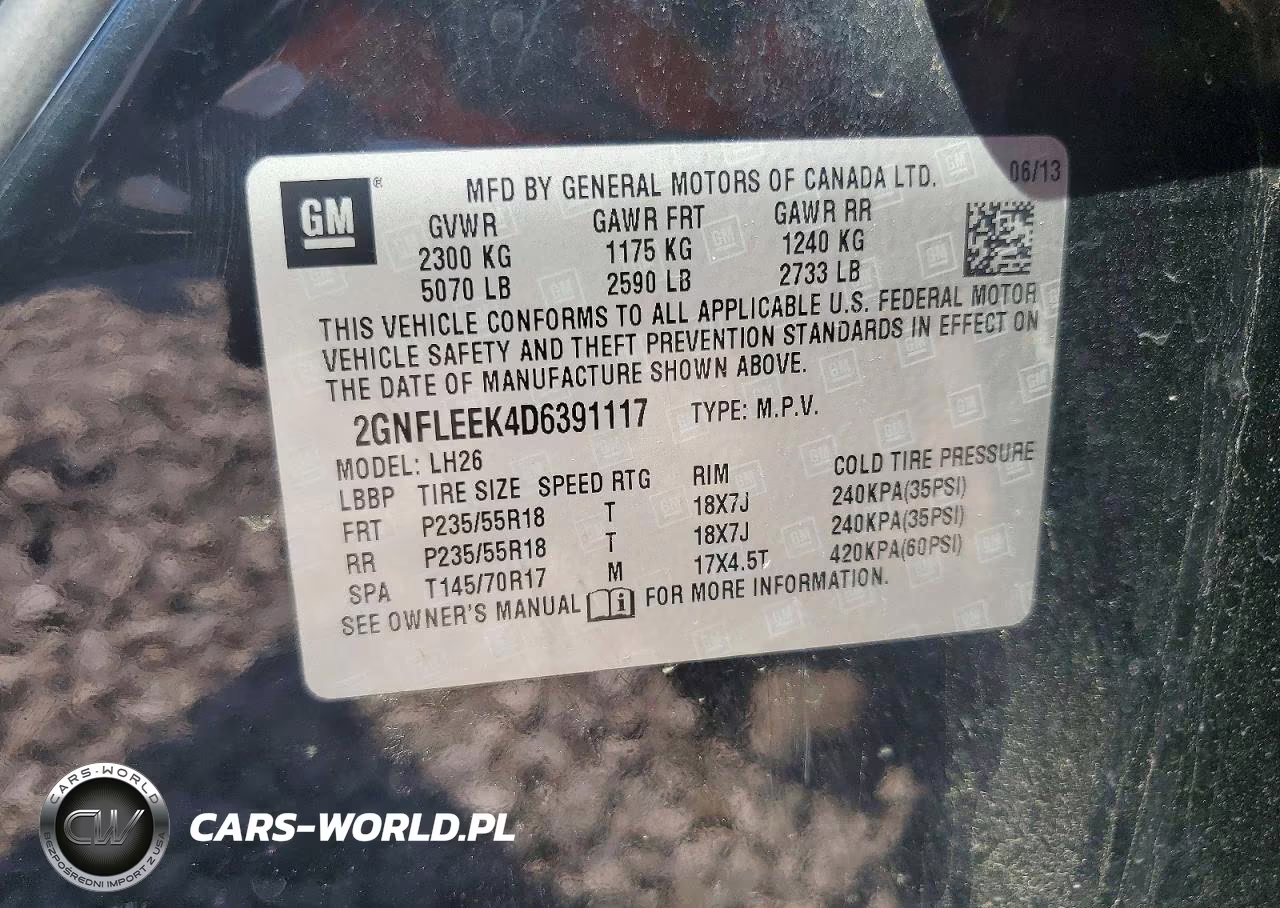 2013 Chevrolet Equinox Lt VIN:2GNFLEEK4D6391117 - 13