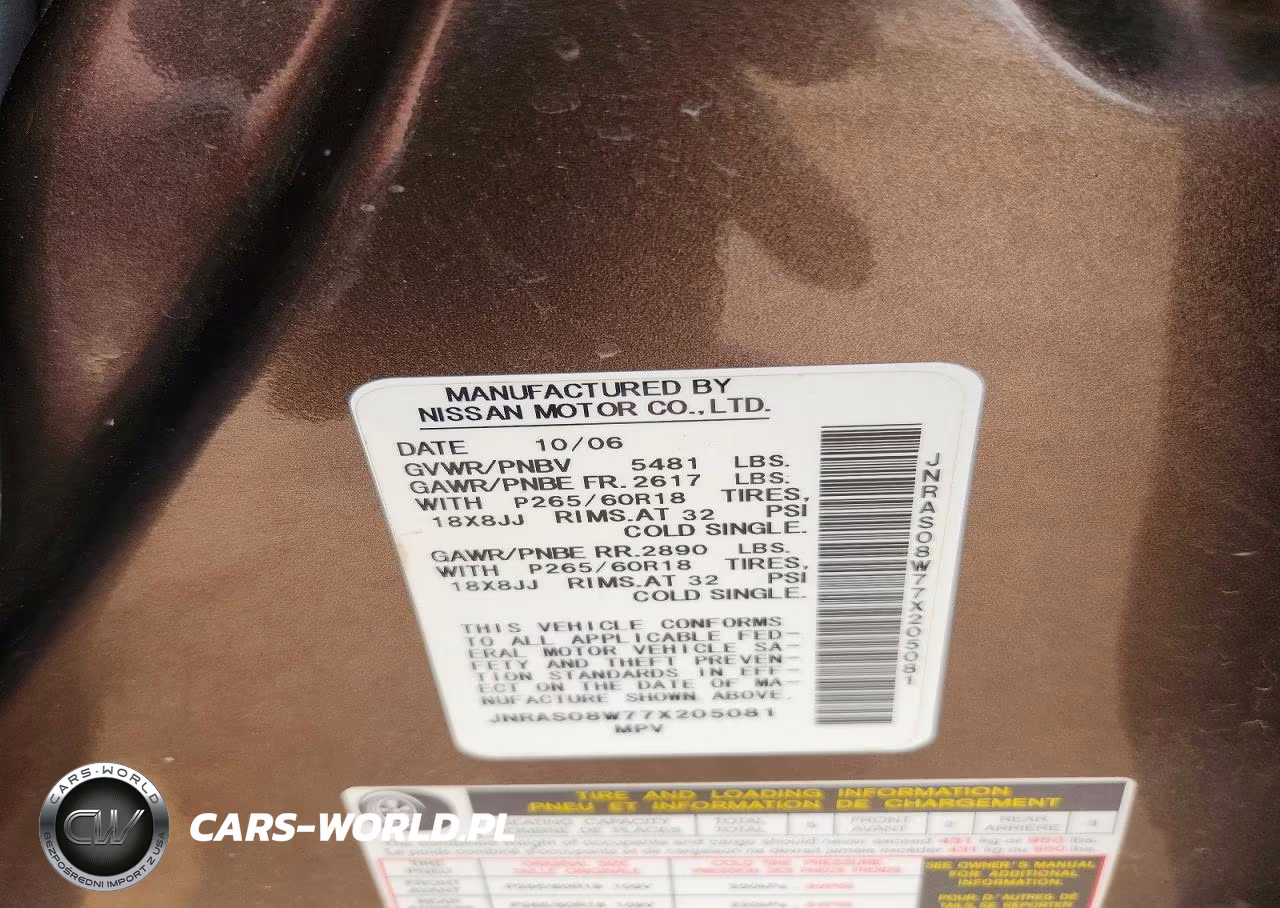 2007 Infiniti Fx35 Base VIN:JNRAS08W77X205081 - 12