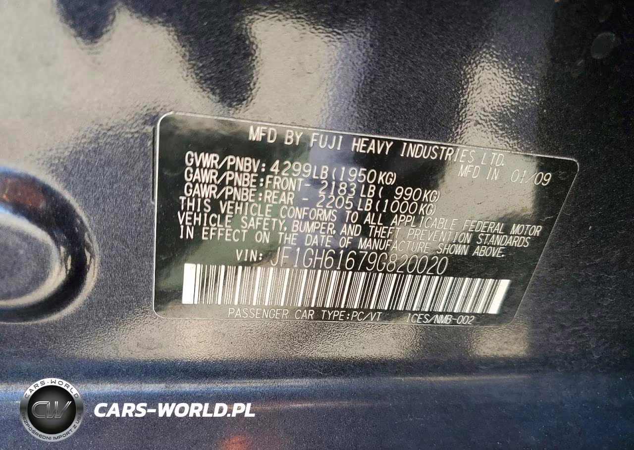 2009 Subaru Impreza 2.5I VIN:JF1GH61679G820020 - 12