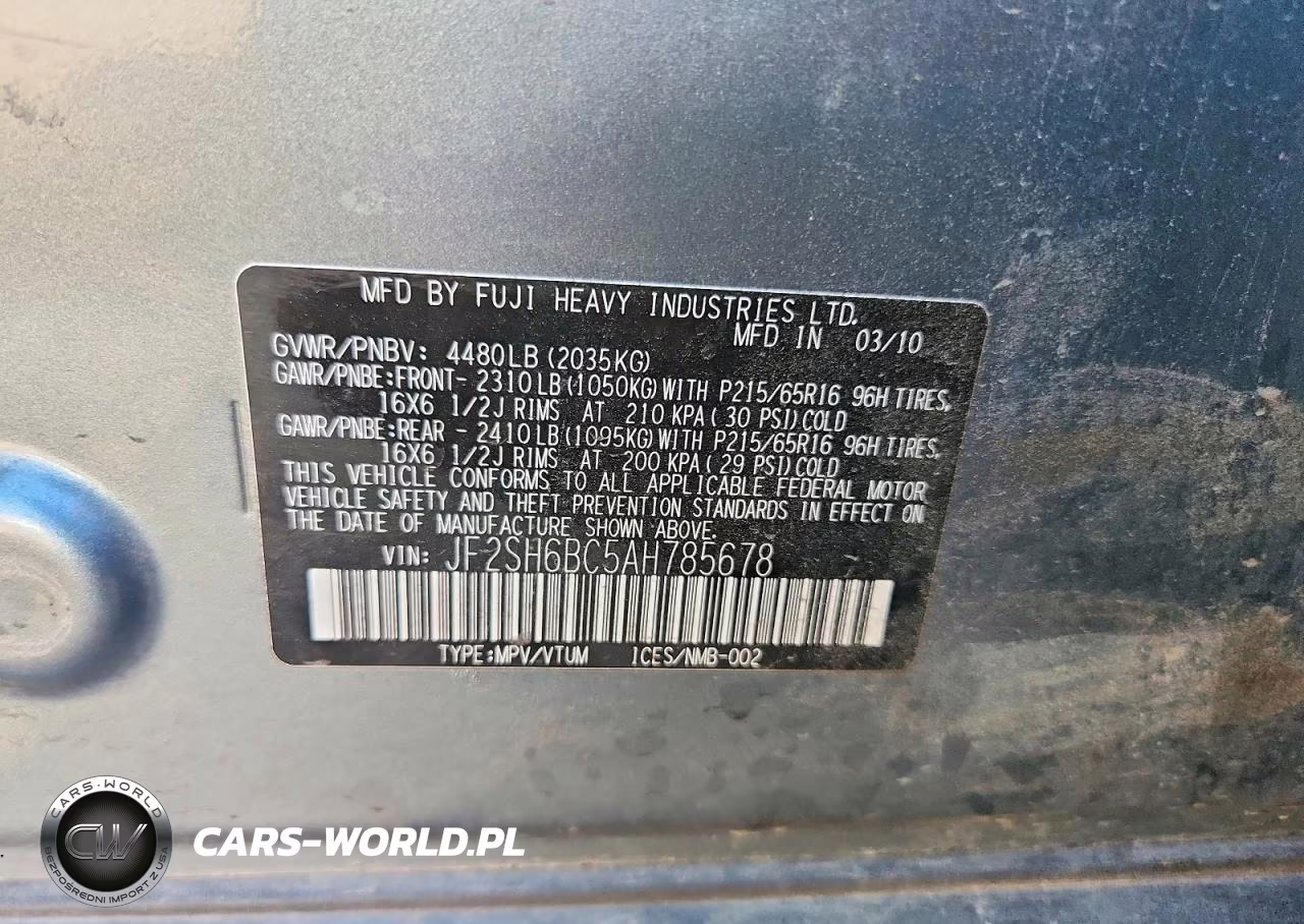 2010 Subaru Forester Xs VIN:JF2SH6BC5AH785678 - 12