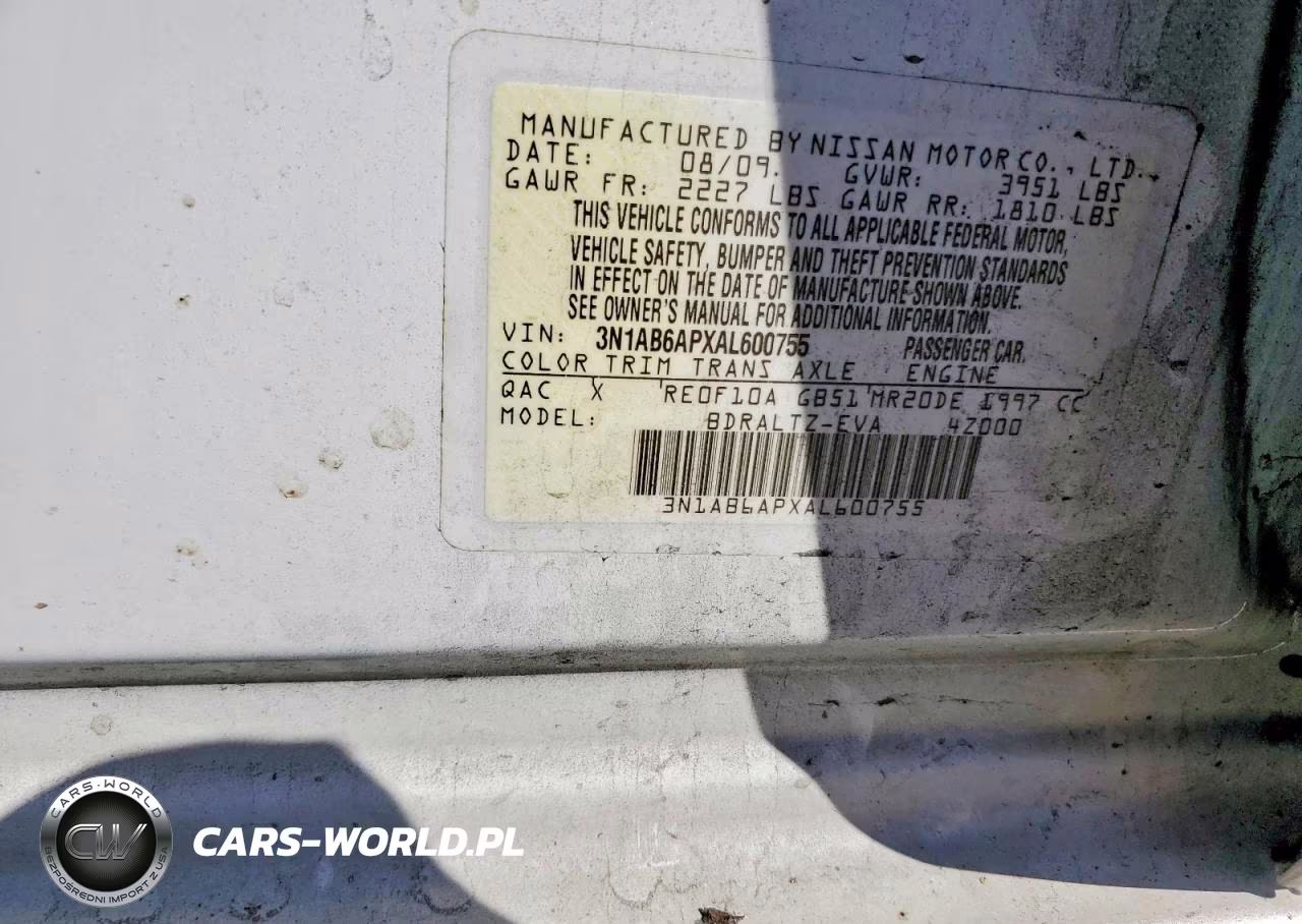 2010 Nissan Sentra 2.0 VIN:3N1AB6APXAL600755 - 12