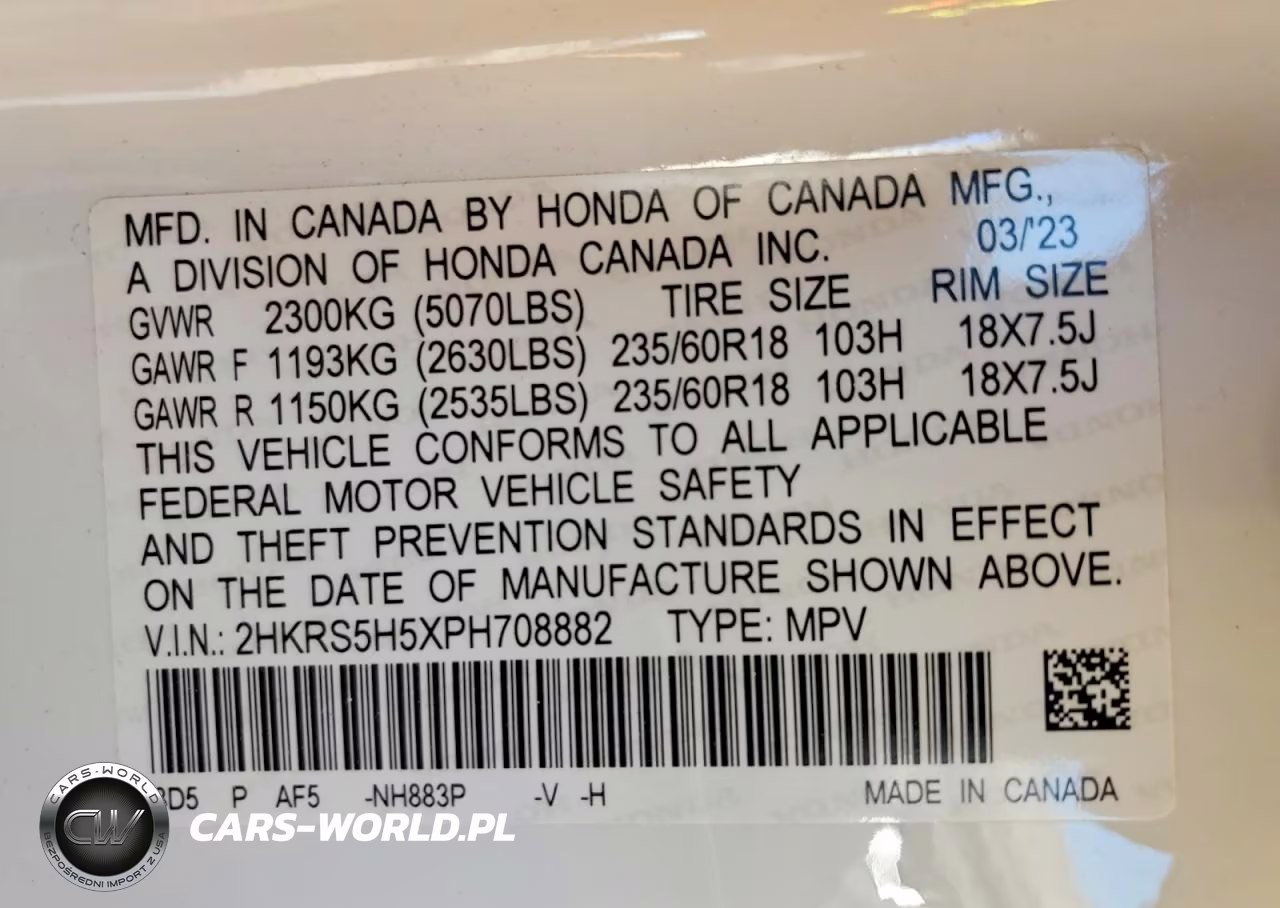 2023 Honda Cr-V Sport VIN:2HKRS5H5XPH708882 - 14