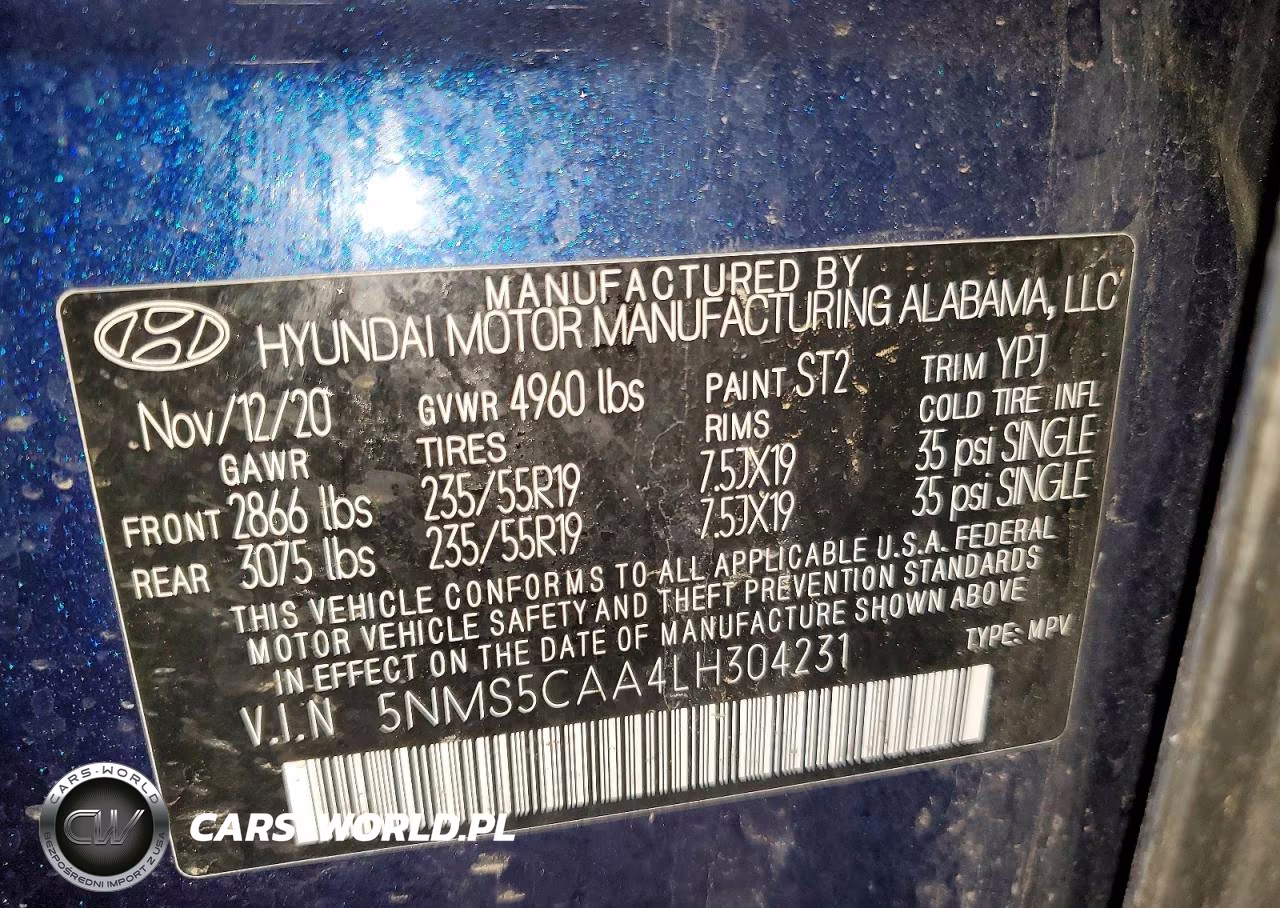 2020 Hyundai Santa Fe Limited 2.0T VIN:5NMS5CAA4LH304231 - 13