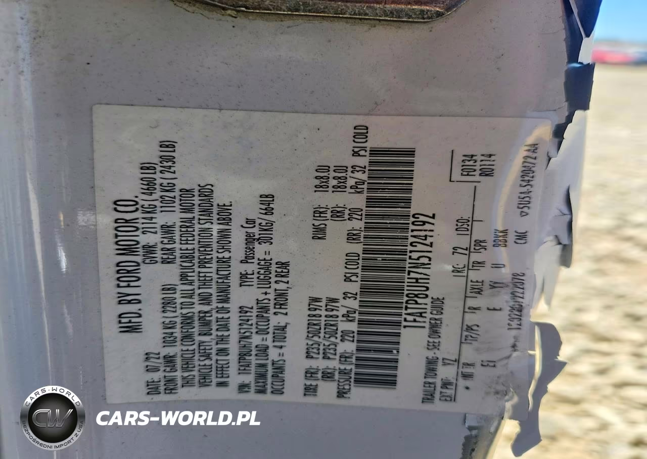 2022 Ford Mustang VIN:1FATP8UH7N5124192 - 12
