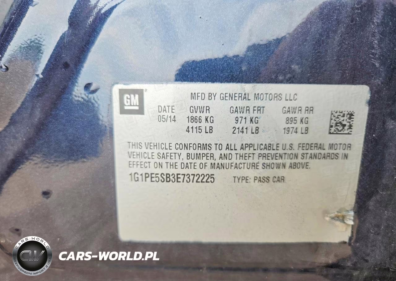 2014 Chevrolet Cruze Lt VIN:1G1PE5SB3E7372225 - 12
