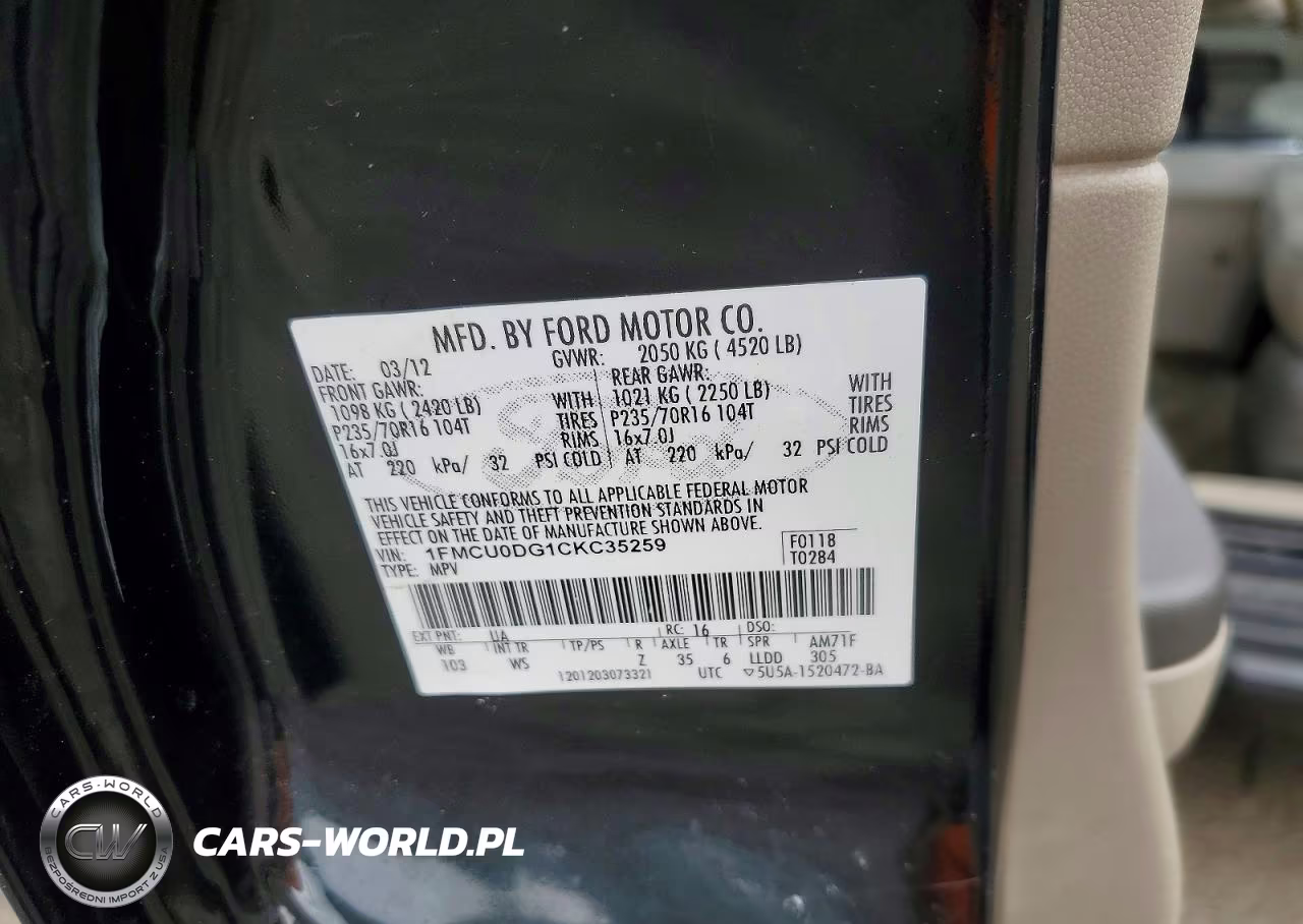 2012 Ford Escape Xlt VIN:1FMCU0DG1CKC35259 - 13