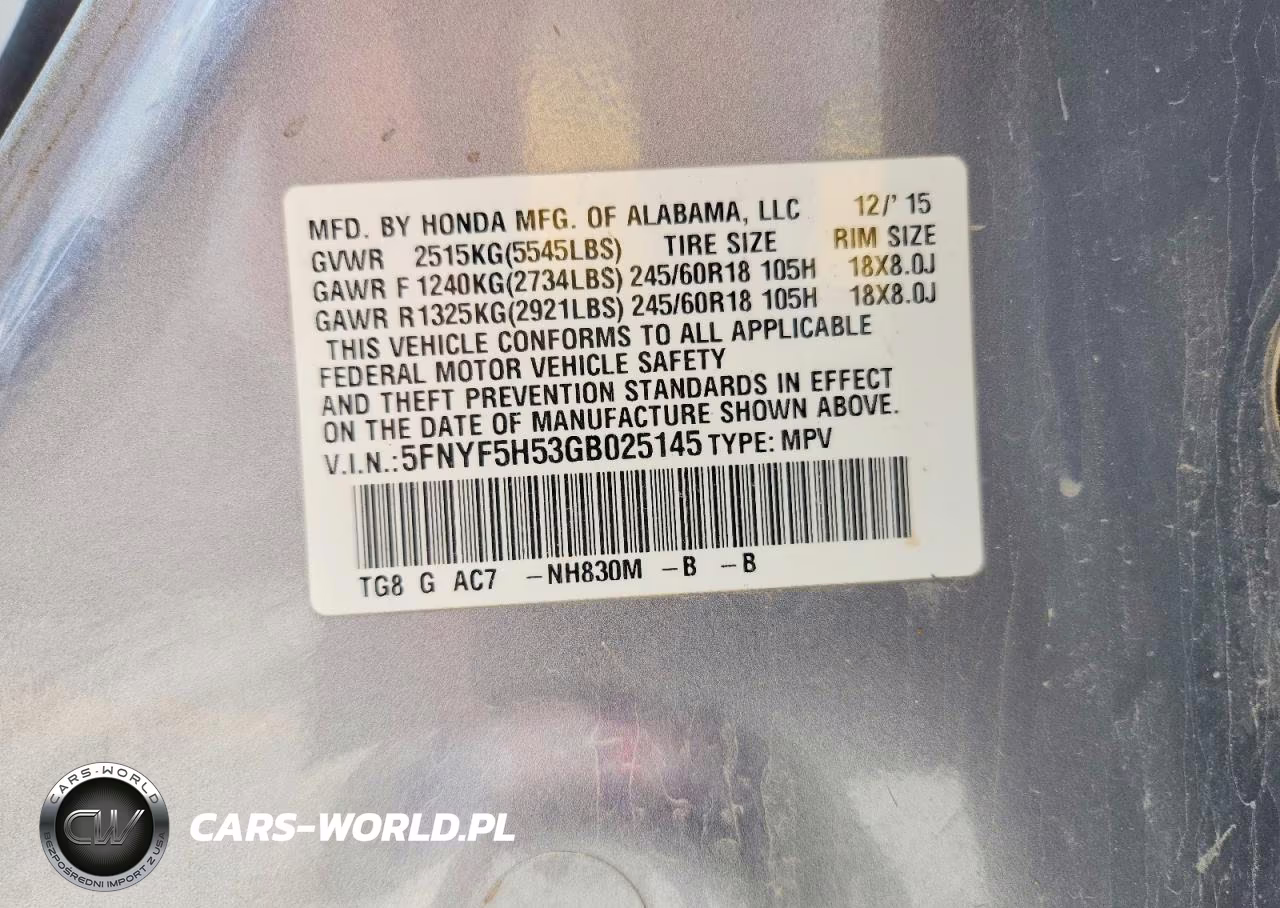 2016 Honda Pilot Exl VIN:5FNYF5H53GB025145 - 13