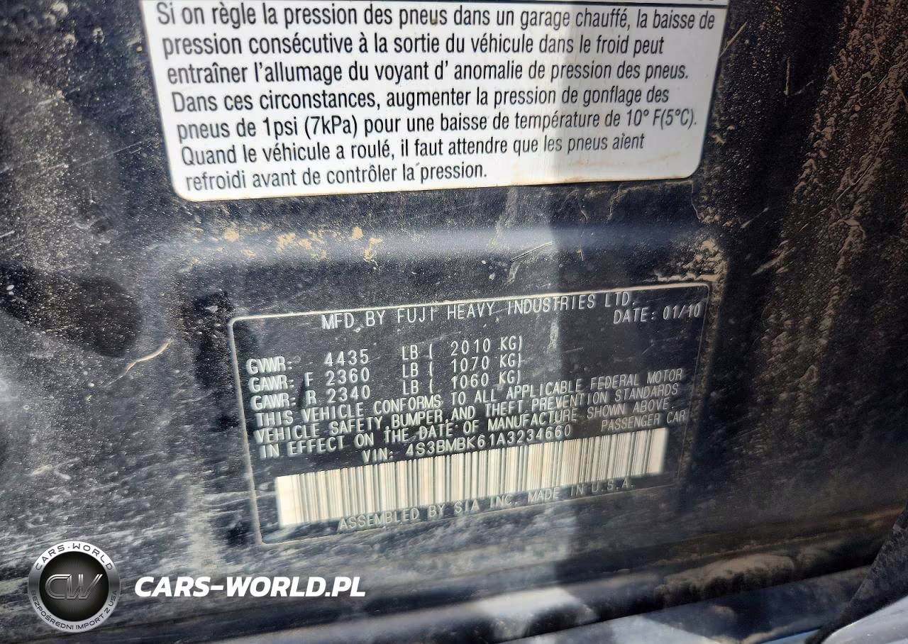 2010 Subaru Legacy 2.5I Limited VIN:4S3BMBK61A3234660 - 12