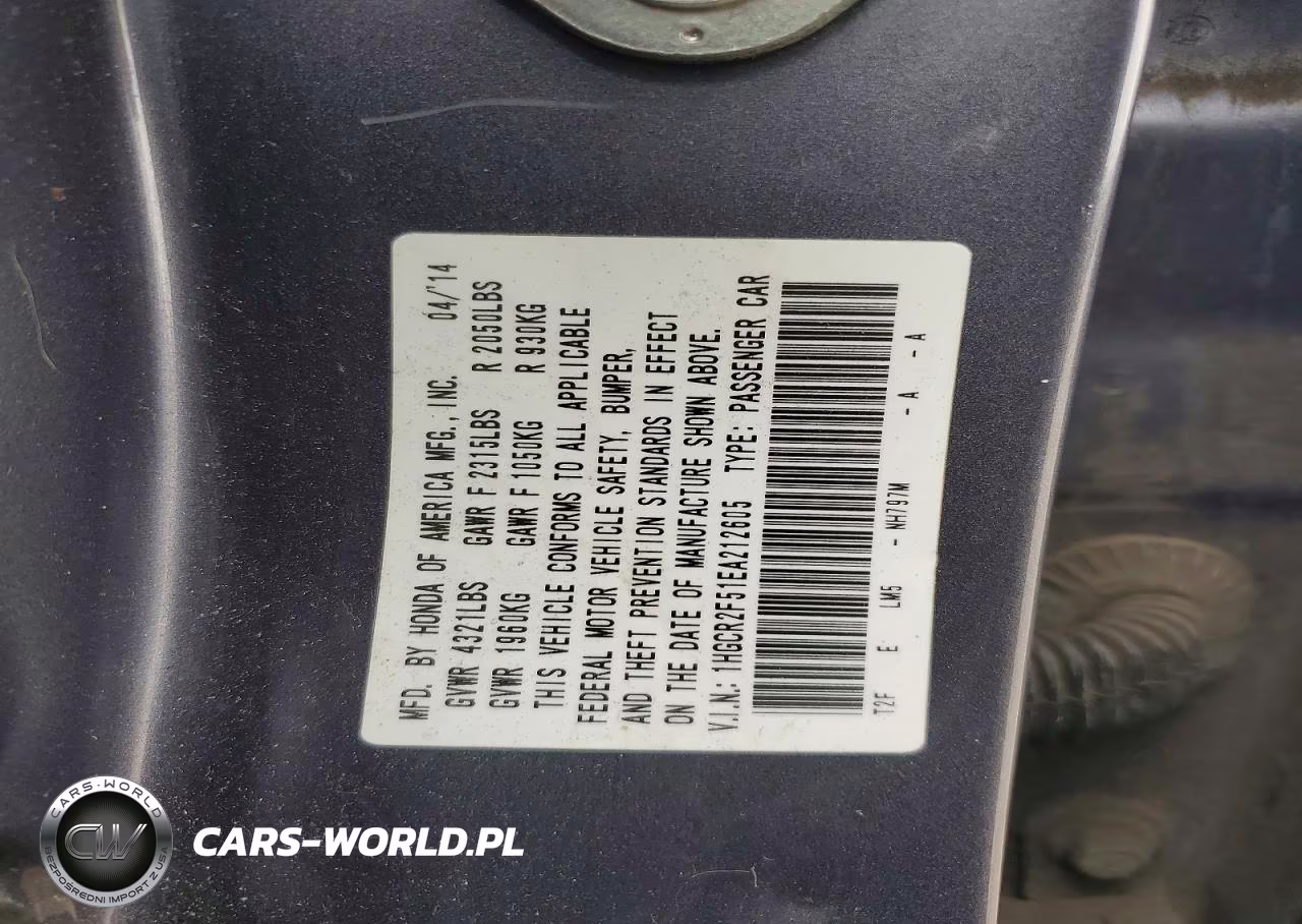 2014 Honda Accord Sport VIN:1HGCR2F51EA212605 - 12