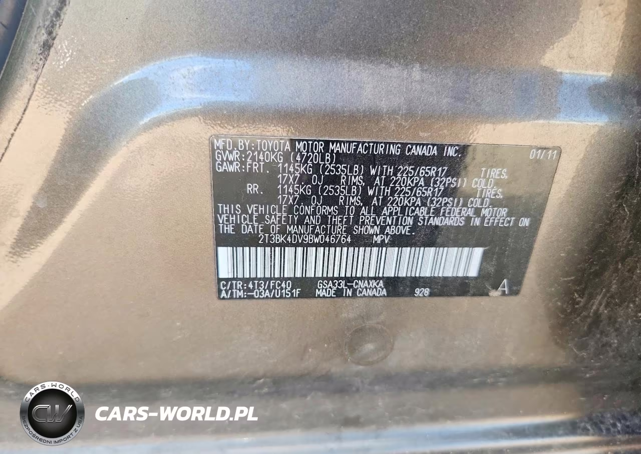 2011 Toyota Rav4 Base VIN:2T3BK4DV9BW046764 - 12