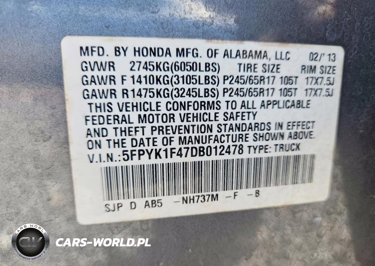 2013 Honda Ridgeline Rts VIN:5FPYK1F47DB012478 - 12