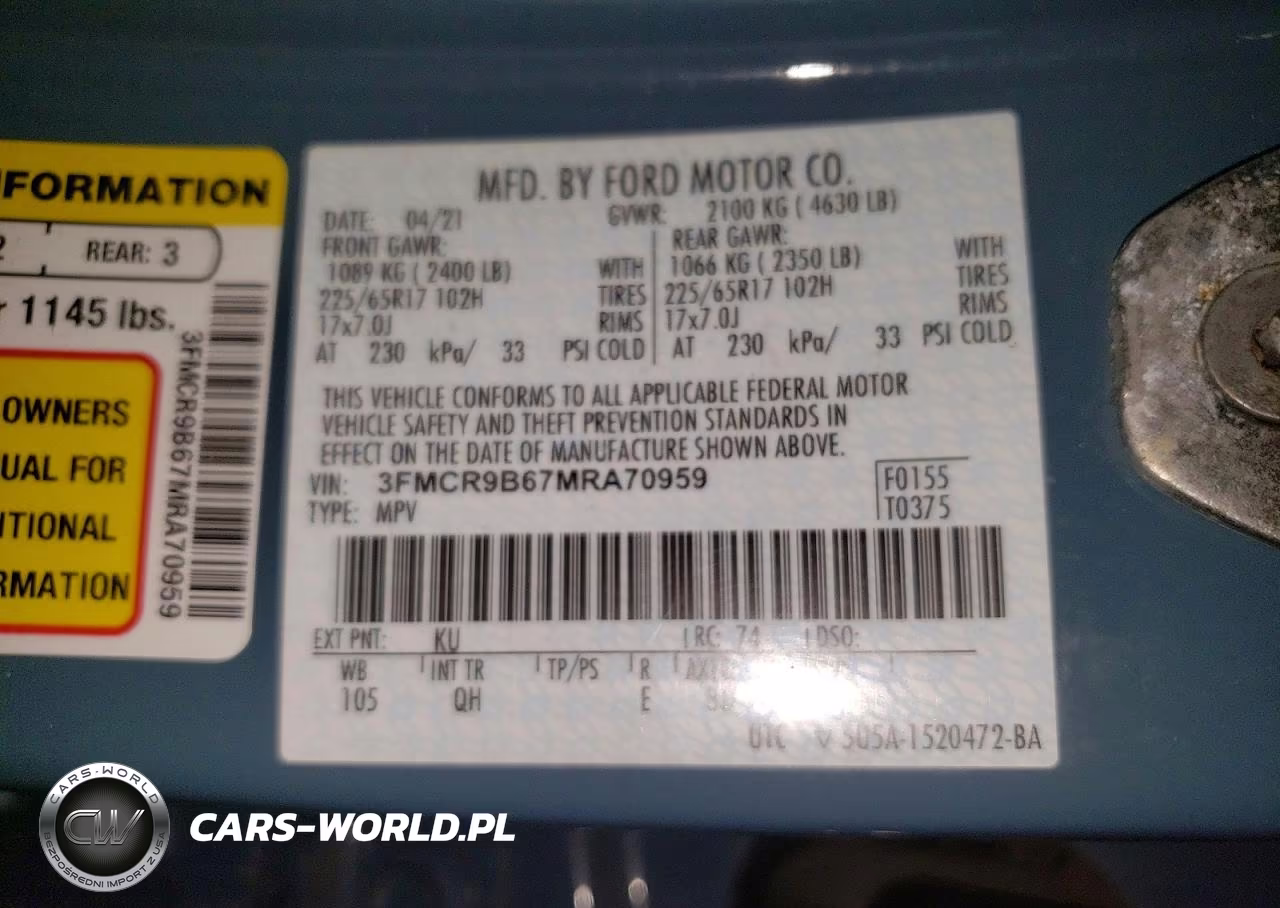 2021 Ford Bronco Sport Big Bend VIN:3FMCR9B67MRA70959 - 13