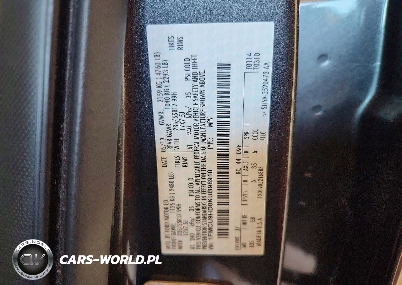 2019 Ford Escape Sel VIN:1FMCU9HD0KUB98910 - 14
