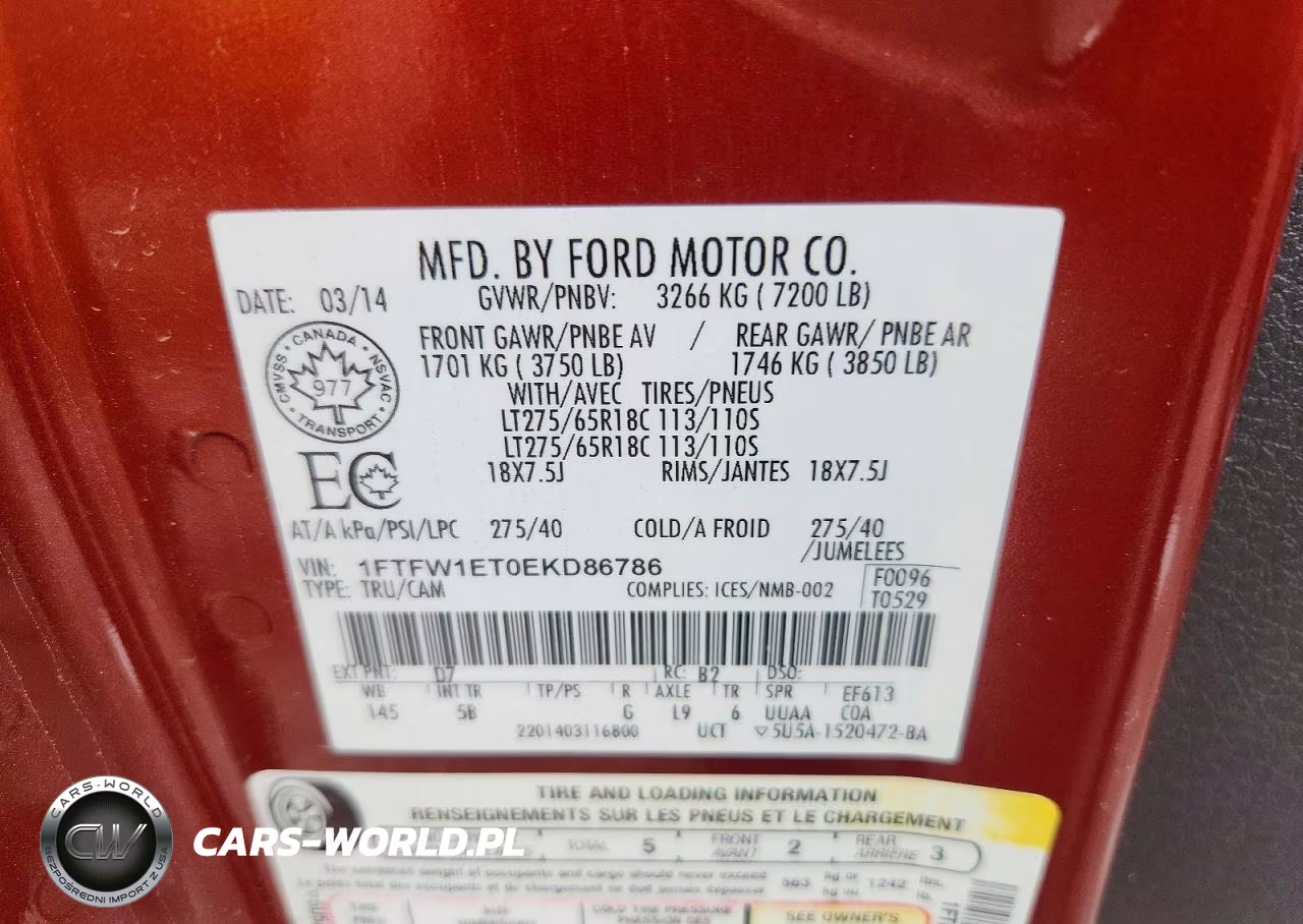 2014 Ford F150 Supercrew VIN:1FTFW1ET0EKD86786 - 12