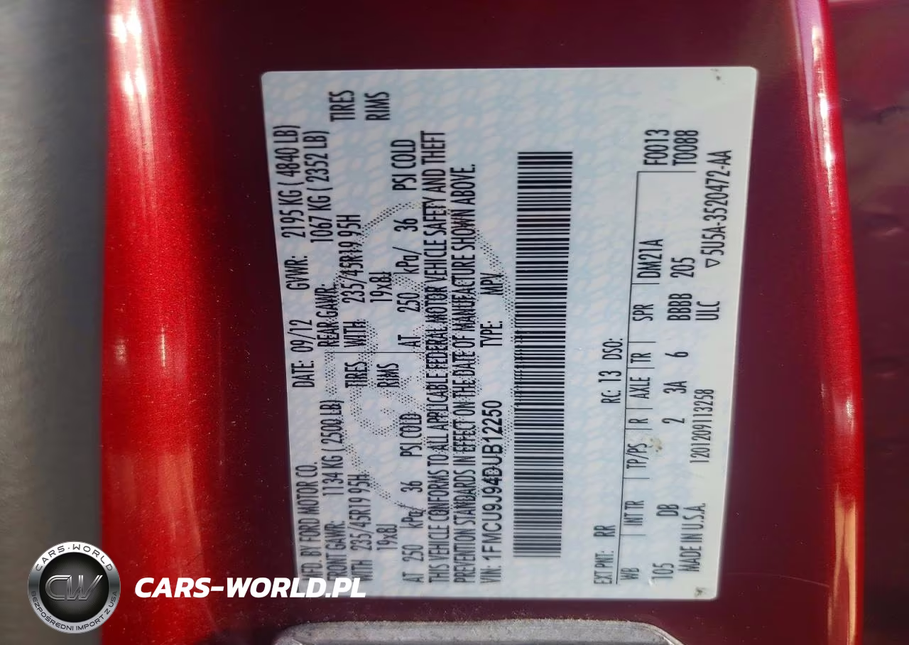 2013 Ford Escape Titanium VIN:1FMCU9J94DUB12250 - 12