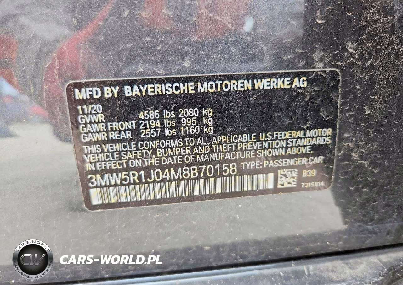 2021 BMW 330I VIN:3MW5R1J04M8B70158 - 13