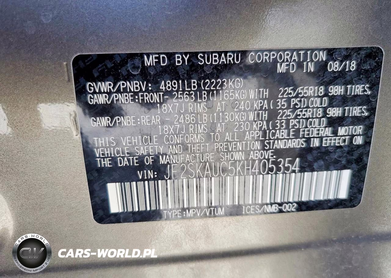 2019 Subaru Forester Limited VIN:JF2SKAUC5KH405354 - 13