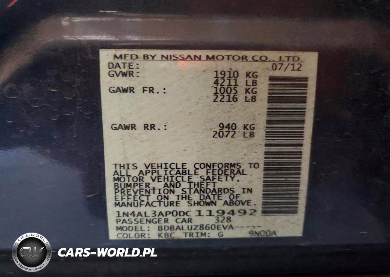2013 Nissan Altima 2.5 VIN:1N4AL3AP0DC119492 - 12