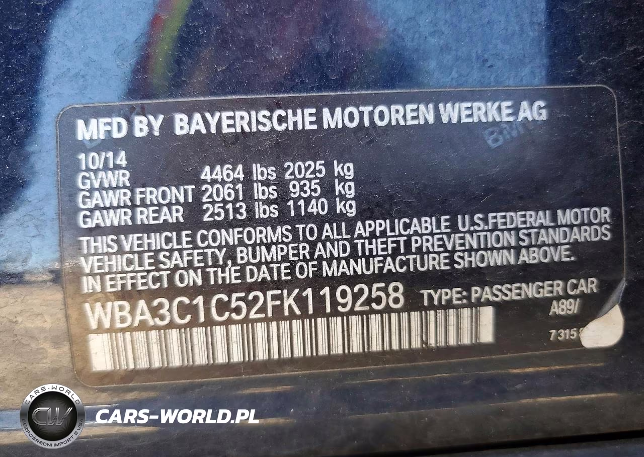 2015 BMW 328 I Sulev VIN:WBA3C1C52FK119258 - 12