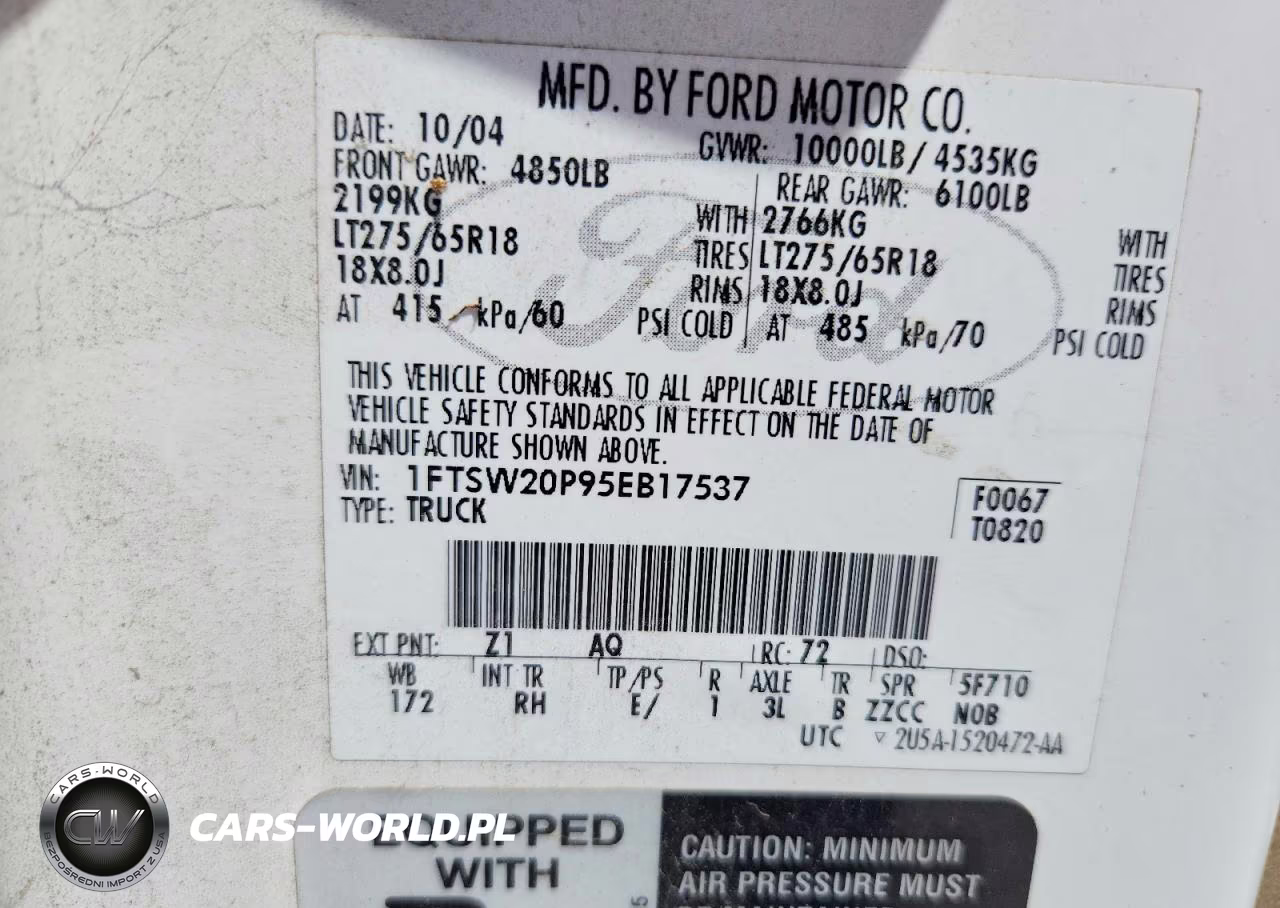 2005 Ford F250 Super Duty VIN:1FTSW20P95EB17537 - 12