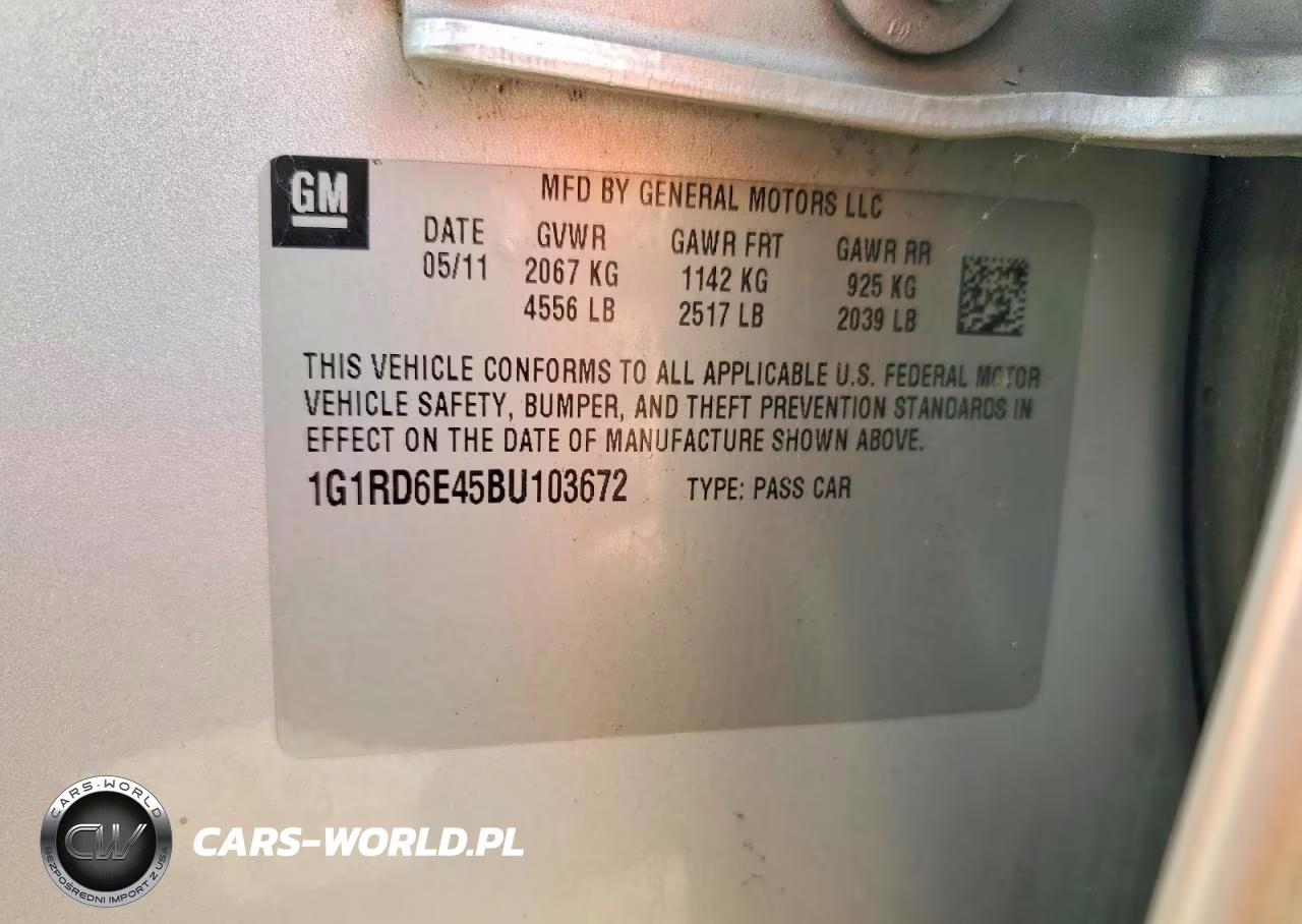 2011 Chevrolet Volt VIN:1G1RD6E45BU103672 - 12