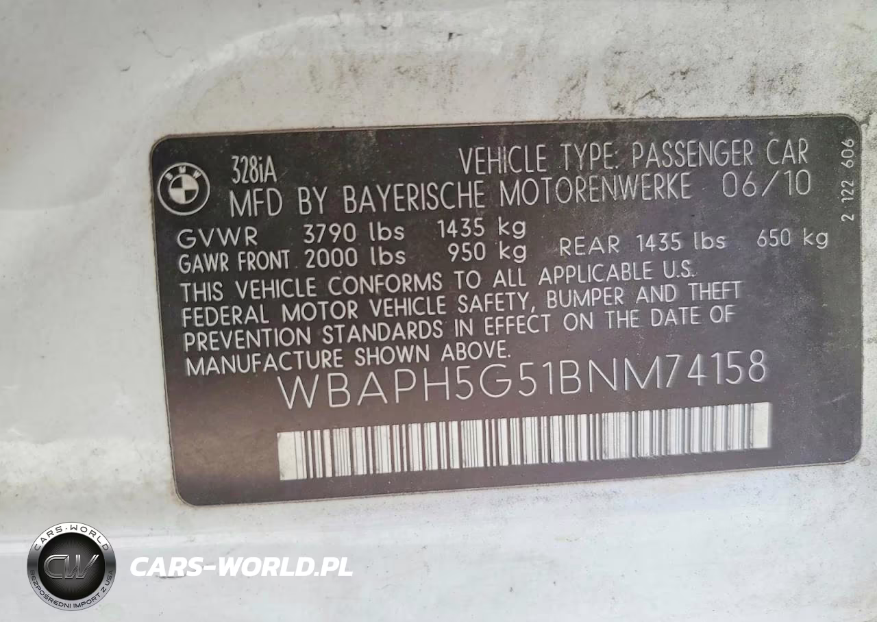 2011 BMW 328 I Sulev VIN:WBAPH5G51BNM74158 - 12